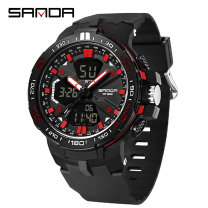 SANDA New 3333 Fashion Men's Electronic Watch Outdoor Sports Multi functional Waterproof LED Student Digital Electronic Watch