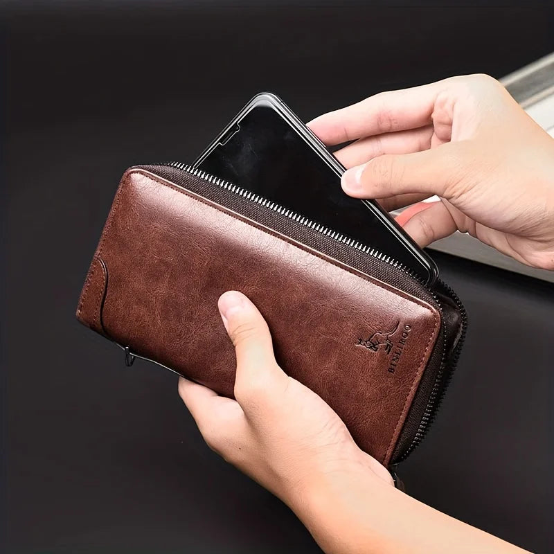 Men's Long Zipper Wallet High Quality Pu Leather Wallet For Men RFID Blocking Business Clutch Bag Credit Card Holder Purse Man