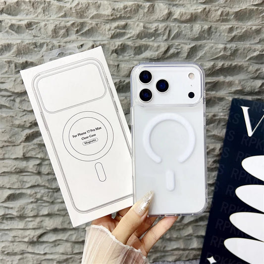 Original MagSafe Magnetic Wireless Charging Case for iPhone 17 Air/16/15/14/13/12/11 Pro Max/17 Plus Mini – Clear Back Cover