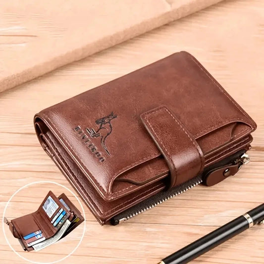 Men's Coin Purse Wallet RFID Blocking Man PU Leather Wallet Zipper Business Card Holder Money Bag Wallet Male