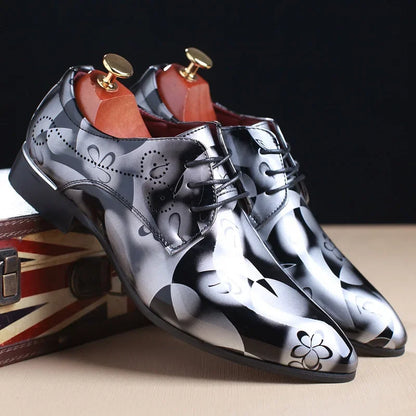 Luxury Floral Pattern Oxford Shoes for Men – Elegant Formal Footwear for Weddings & Office