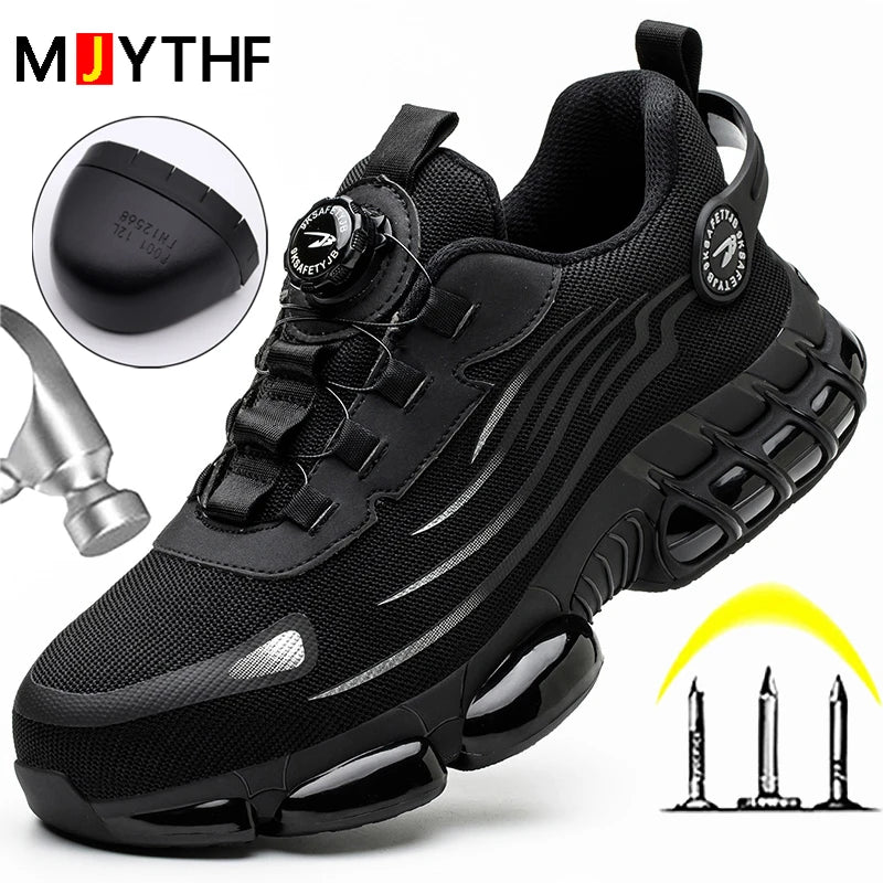 Rotating Button Safety Shoes for Men – Anti-Smash, Anti-Puncture Work & Sports Boots