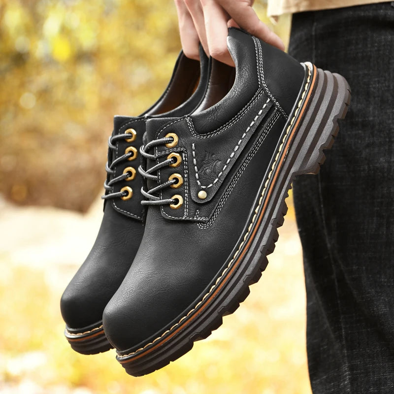 Italian Men's Shoes, Business Casual & British Formal Style, High-Quality Outdoor Waterproof Work Shoes