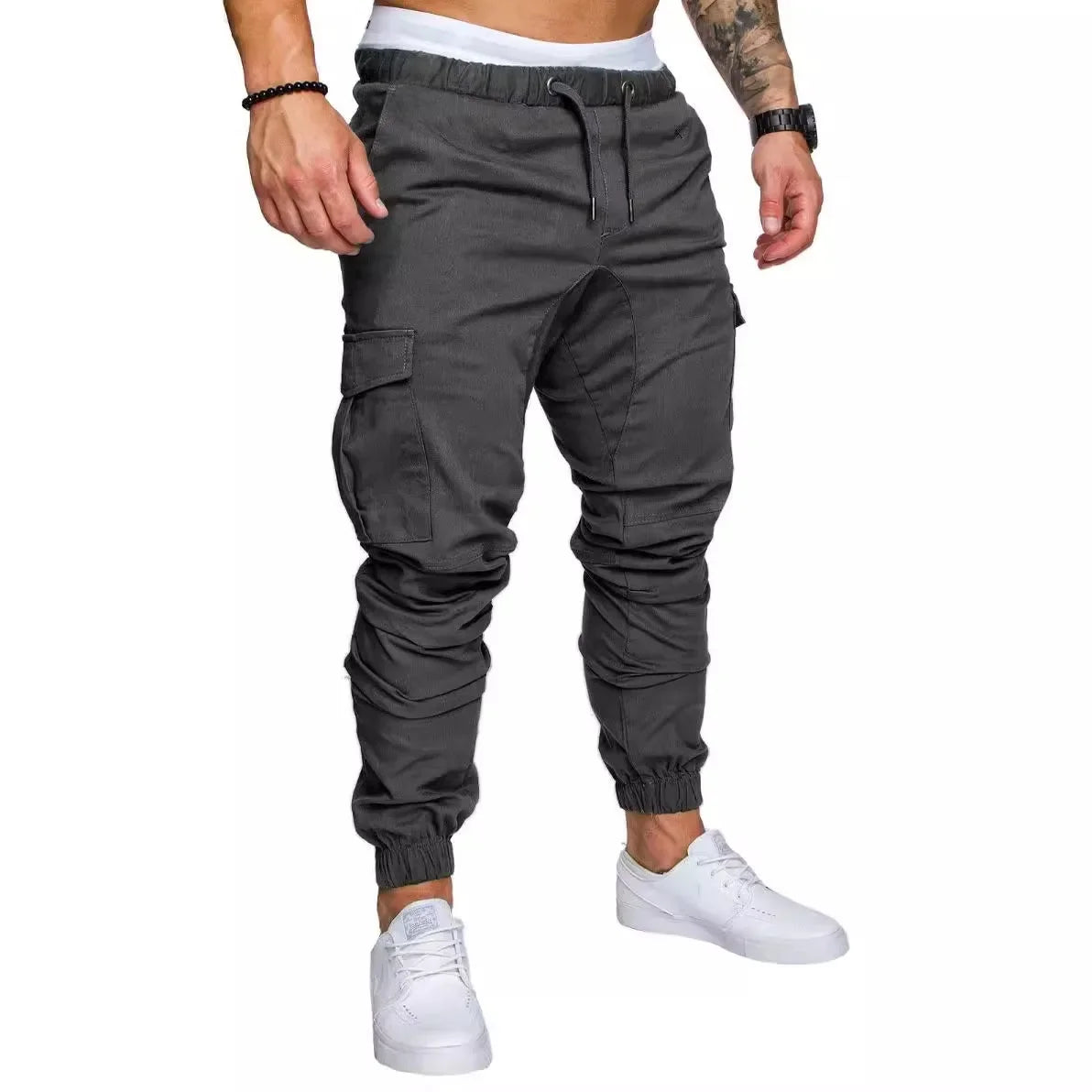 Men's Overalls, Multi-pocket Micro-elastic Sports Casual Fitness Leggings Trousers Joggers Men  Cargo Pants Men