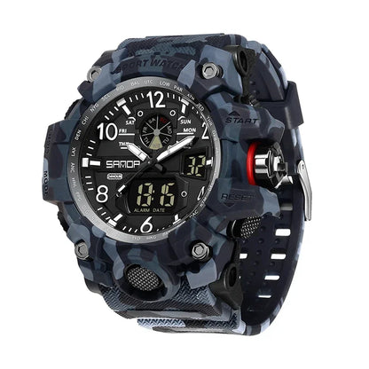 SANDA 3358Outdoor Electron Male Wristwatch Display Quartz Men Clock Sports Military Mens Watch  Camouflage LED Digital Watch