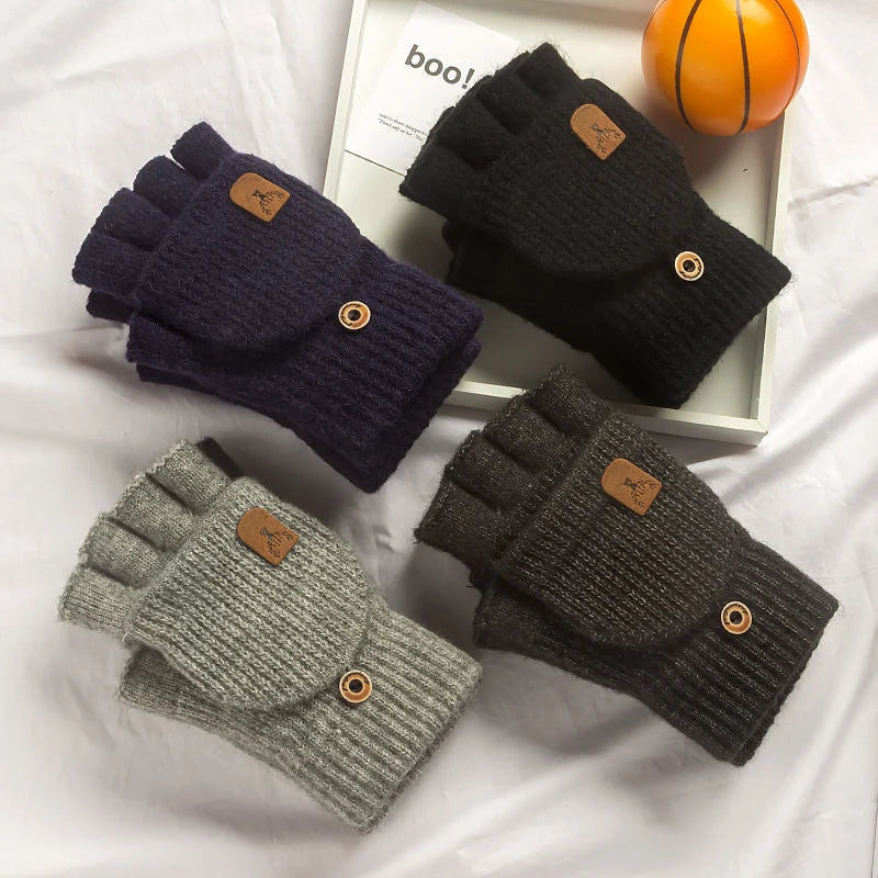 Thick Knitted Fingerless Gloves – Warm Touchscreen Gloves for Men & Women