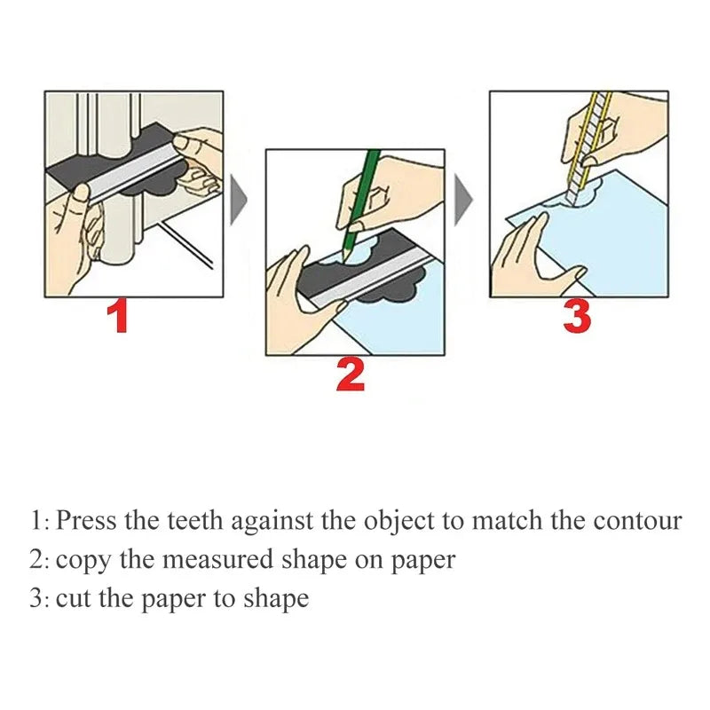 Profile Contour Gauge – Line Copier Ruler & Cutting Template for Woodworking, Construction & Tiling