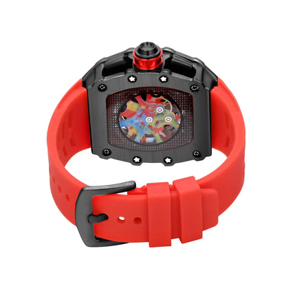 Luxury Tonneau Men’s Watch – Fashion Quartz Wristwatch with Graffiti Dial, Auto Date & Waterproof Sport Design