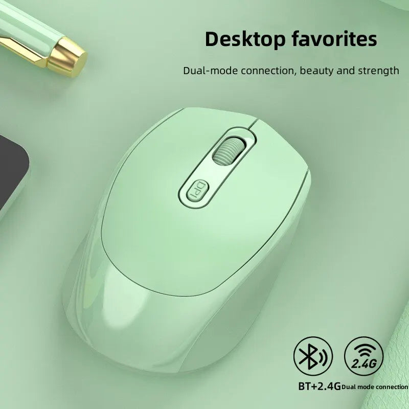 Wireless Silent Mouse – Bluetooth & 2.4G Dual Mode, Mute Design, Portable Optical Mouse for Laptop, PC, Gaming & Office Use