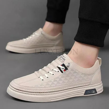 Men Leather Casual Shoes 2024 Summer New Fashion Leather Casual Outdoor Walking Men White Casual Sports Shoes