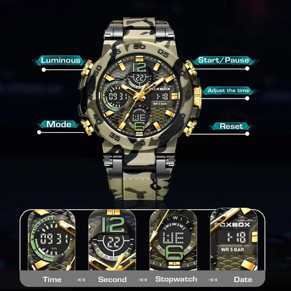 LIGE Digital Men Military Watch 50m Waterproof Wristwatch LED Quartz Clock Sports Watch Male Big Watches Men Relogios Masculino
