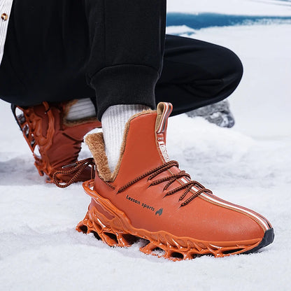 Men's 2024 Winter Boots, Waterproof Non-Slip Plush Slippers, Warm Sneakers, Winter Tennis Shoes for Men