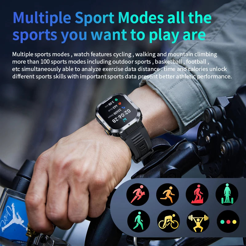 Exercise Modes Smart Watch Rugged And Durable Military Watches Waterproof HD Display Bluetooth Voice SmartWatch For XIAOMI