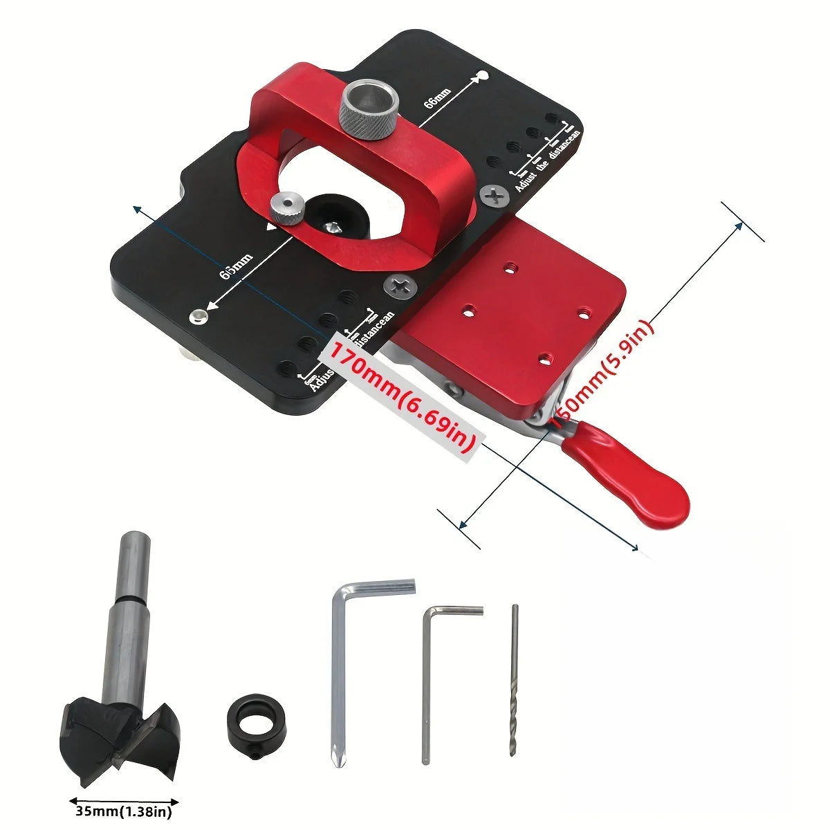 35mm Hinge Boring Jig – Hole Drilling Guide Locator with Fixture for Cabinet & Door Installation