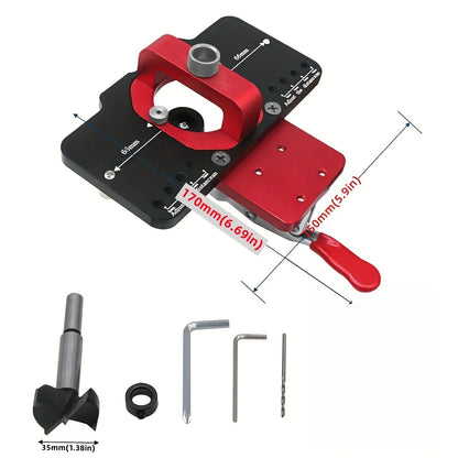35mm Hinge Boring Jig – Hole Drilling Guide Locator with Fixture for Cabinet & Door Installation