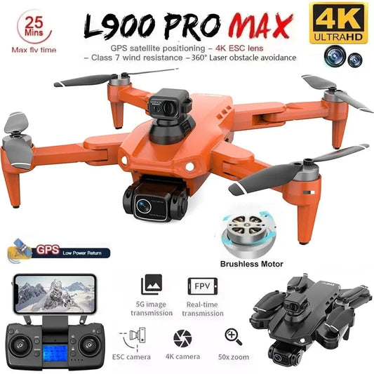 L900 Pro MAX GPS Drone 4K HD Dual Camera, 5G WiFi, 360° Obstacle Avoidance, Foldable Brushless Quadcopter RC Toy