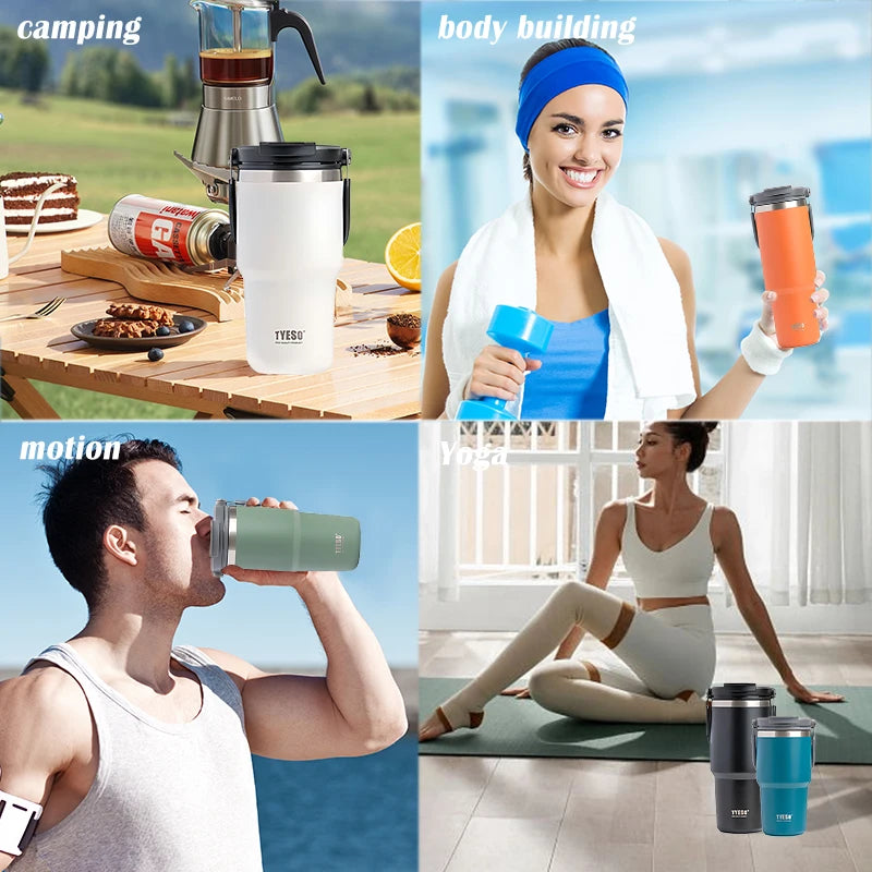 Tyeso Stainless Steel Thermos Bottle Coffee Cup Portable Insulation Cold And Hot Travel Fitness Mug Leakproof Vacuum Flask