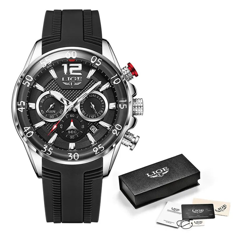 2024 LIGE Fashion Men Watches Sport Quartz Watch Man Brand Luxury Wristwatches Chronograph Waterproof Casual Clock Montre Homme