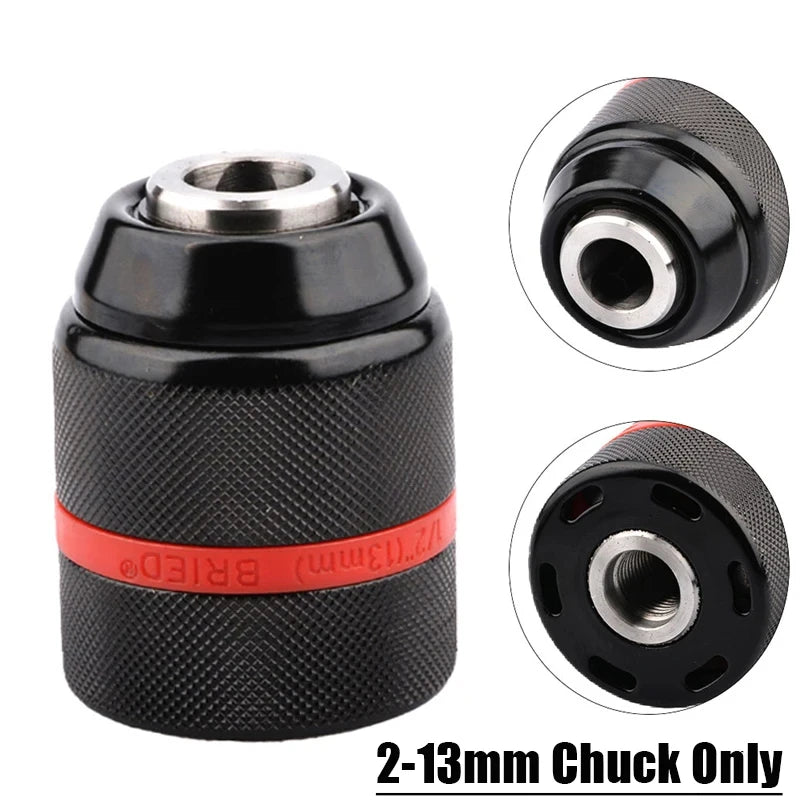 2-13mm Keyless Threaded Metal Drill Chuck, Hex Shank/SDS/Square Quick Grip Adapter, Chuck for Drill Bits Screwdriver Tap&Sockets