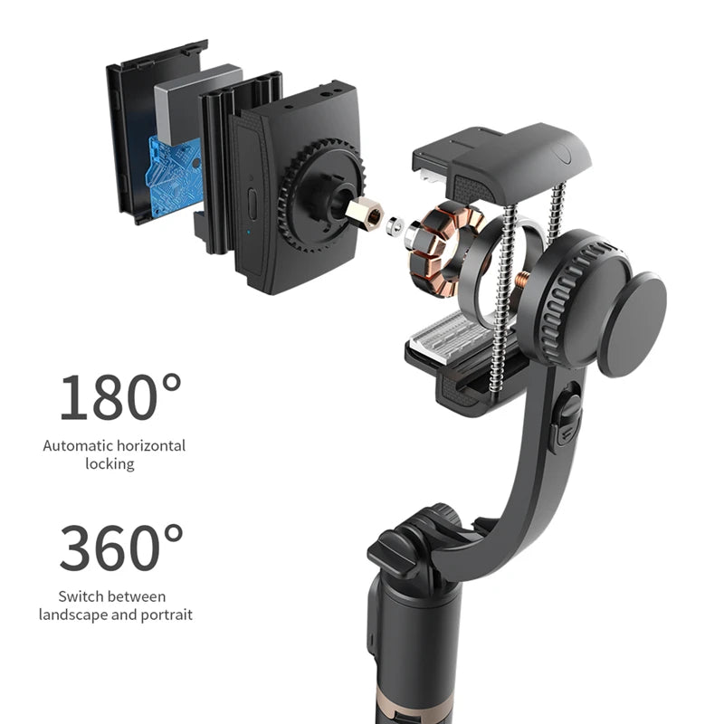 AI Video Stabilizer: Bluetooth Selfie Stick Tripod Gimbal for Smartphones – Live Vertical Shooting Bracket