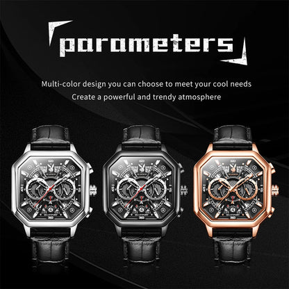 PLAYBOY Luxury Man Watch High Quality Classic Original Waterproof Quartz Watches for Men Leather Strap Business Wrist Watch Men