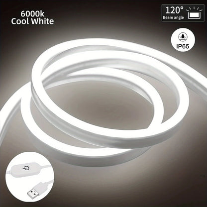 LED Strip Neon Light USB DC 5V Dimmable Touch Sensor Switch Flexible Silicone Neon Sign Tape Waterproof For Outdoor Home Decor