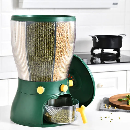 Multifunctional Rotating Food Storage Box With Lid Moisture Insect Proof Grain Organizer Moisture Proof Separat Rice Bucket
