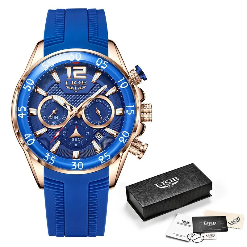 2024 LIGE Fashion Men Watches Sport Quartz Watch Man Brand Luxury Wristwatches Chronograph Waterproof Casual Clock Montre Homme