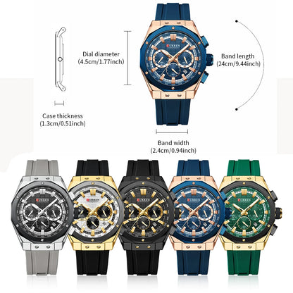 Men’s Casual Sports Quartz Watch – Business Chronograph Wristwatch with Date & Silicone Band