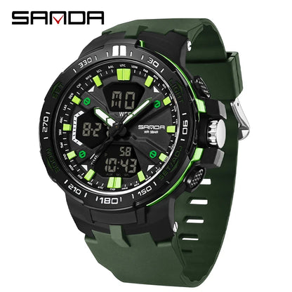 SANDA New 3333 Fashion Men's Electronic Watch Outdoor Sports Multi functional Waterproof LED Student Digital Electronic Watch