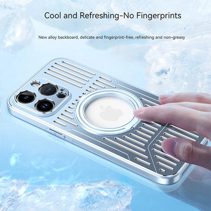 For Iphone 15 14 13 Pro Max Phone Case Metal Heat Dissipation Rotating Magnetic Suction Bracket Electroplating Frame Back Cover