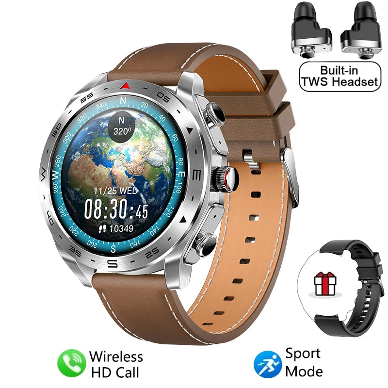 2-in-1 Smart Watch with TWS Bluetooth Earphones – HiFi 9D Sound, Bluetooth Calling, Sports Fitness Tracker for Men & Women