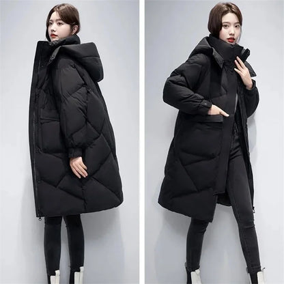 New Winter Women’s Hooded Parka - Thicken Warm Cotton-Padded Puffer Jacket - Casual Long Outerwear