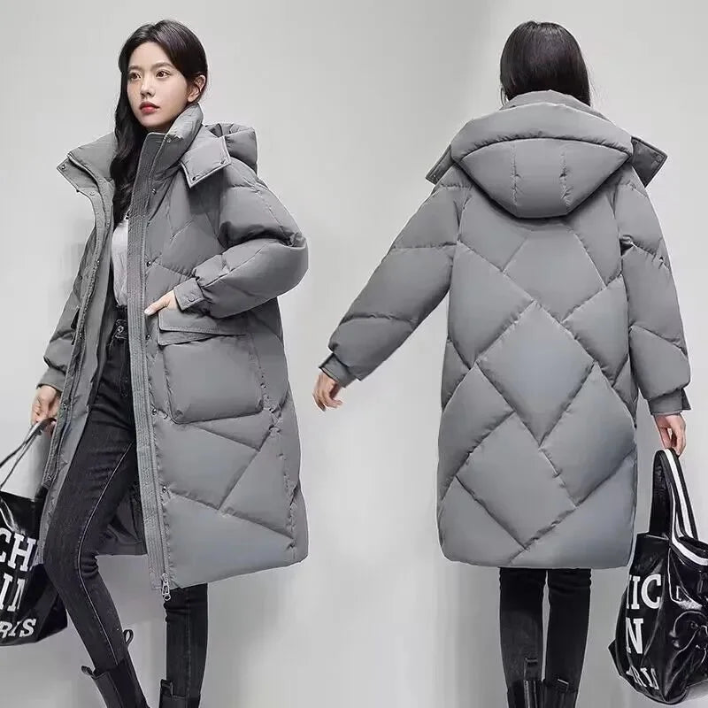 New Winter Women’s Hooded Parka - Thicken Warm Cotton-Padded Puffer Jacket - Casual Long Outerwear