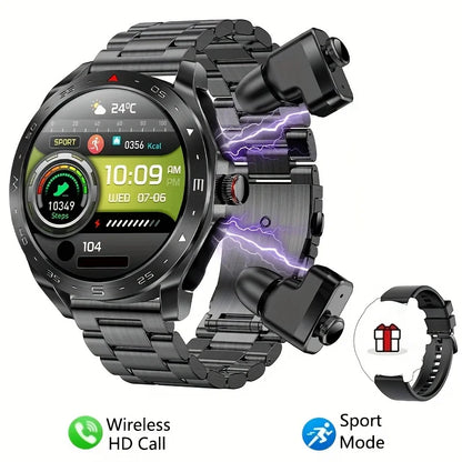 2-in-1 Smart Watch with TWS Bluetooth Earphones – HiFi 9D Sound, Bluetooth Calling, Sports Fitness Tracker for Men & Women