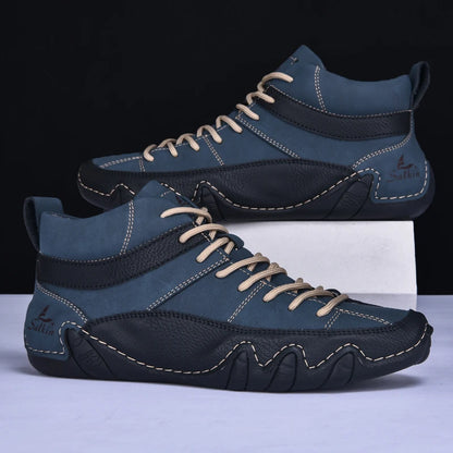 New Autumn 2024 Handmade Leather Men Boots Design Sneakers Man Breathable Casual Leather Shoes Men Ankle Boots Outdoor Fashion