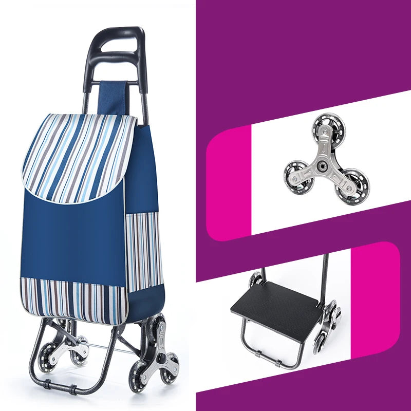Light Grocery Shopping Trolley Household Climbing Stairs Folding Trailer Outdoor Travel Hand Pull Shopping Cart