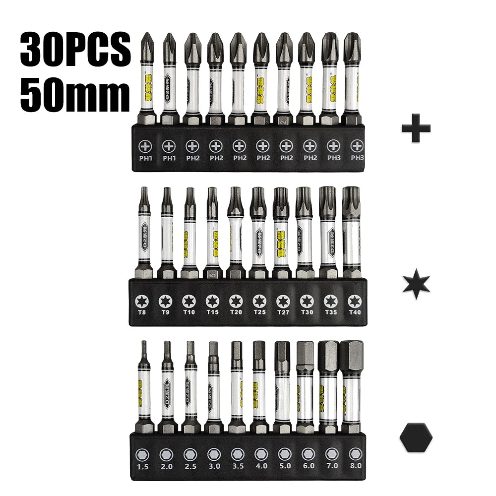 1/4 Screwdriver Bit Set Impact Drill Batch Head Torx Hexagonal Cross Head Magnetic Tamper Proof Screwdriver Bits