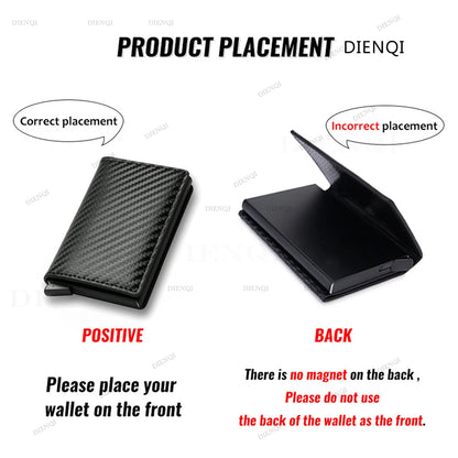 Carbon Fiber Slim Aluminum Men Wallet ID Credit Card Holder Mini RFID Wallet Automatic Pop up Bank Card Case Black Vallet 2023