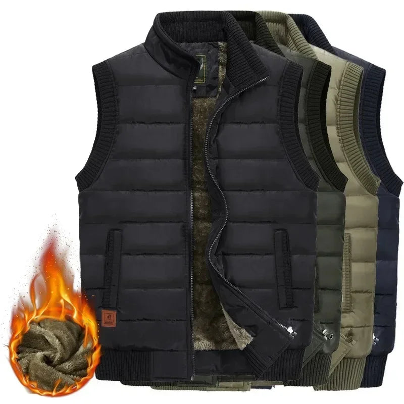 Winter Male Fleece Warm Vest Coats Men Stand Collar Army Thicken Waistcoats Clothing Mens Jacket Sleeveless Vest