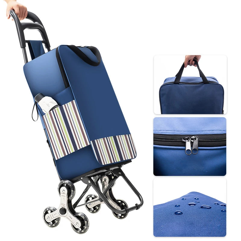 Light Grocery Shopping Trolley Household Climbing Stairs Folding Trailer Outdoor Travel Hand Pull Shopping Cart