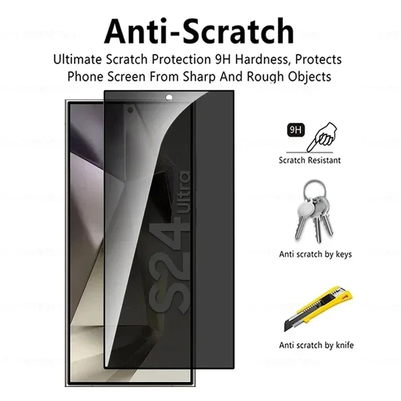 2Pcs Easy Install Tempered Glass For Samsung Galaxy S24 S23 S22 S21 Ultra Plus Privacy Full Cover Curved Screen Protector