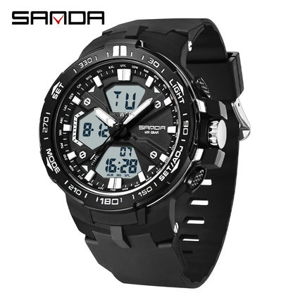 SANDA New 3333 Fashion Men's Electronic Watch Outdoor Sports Multi functional Waterproof LED Student Digital Electronic Watch