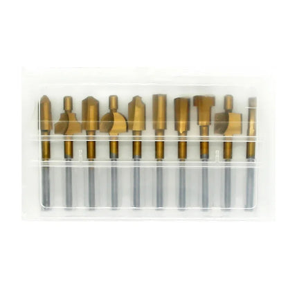 10pcs HSS Router Bits Wood Cutter Milling Fits Dremel Rotary Tool Set 1/8" 3mm Shank Carpentry Router Bits For Rotary Tools DIY