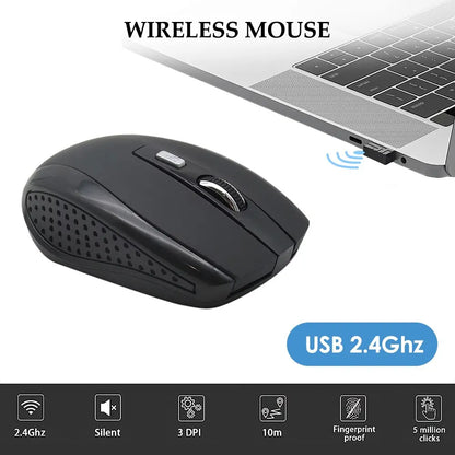 "Wireless Silent Mouse – 2.4G Portable Optical Mouse with Adjustable DPI Levels for Notebook, PC, Laptop & MacBook