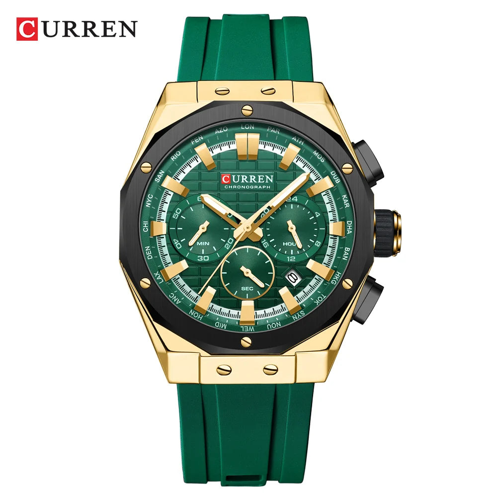 Men’s Casual Sports Quartz Watch – Business Chronograph Wristwatch with Date & Silicone Band