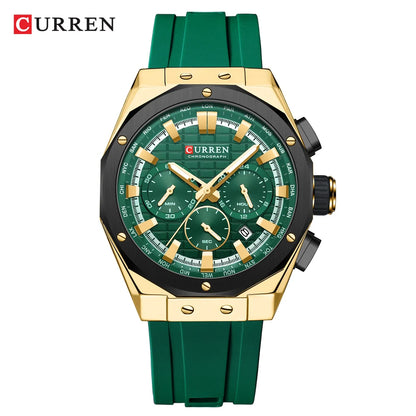 Men’s Casual Sports Quartz Watch – Business Chronograph Wristwatch with Date & Silicone Band