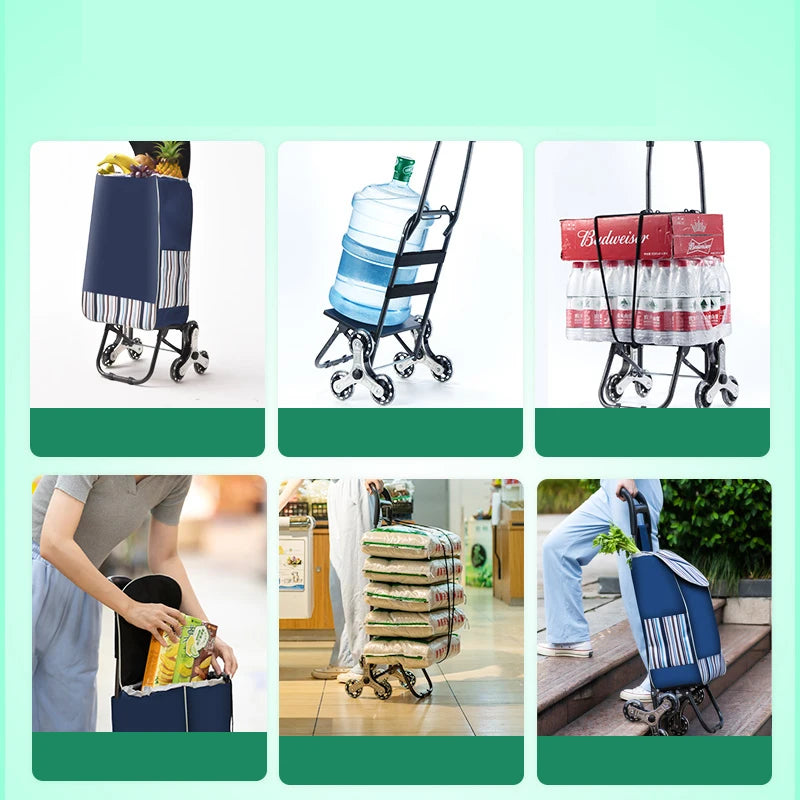 Light Grocery Shopping Trolley Household Climbing Stairs Folding Trailer Outdoor Travel Hand Pull Shopping Cart