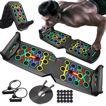 Portable Multifunctional Push-Up Board Set with Foldable Push-Up Bars for Chest, Abdomen, Arms, and Back Training