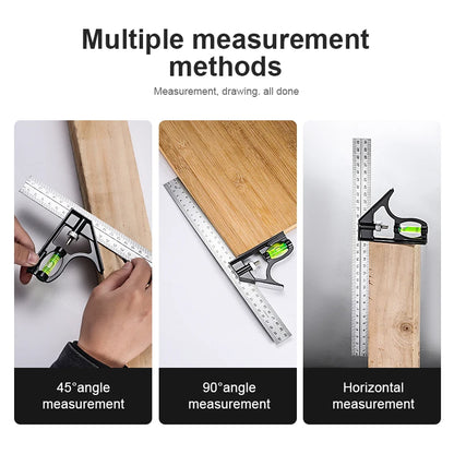 Multifunctional Adjustable Ruler & Protractor – Right Angle Movable Measuring Tool